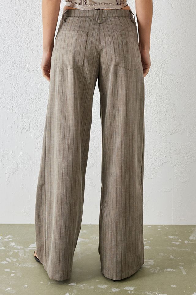 UO Brown Cally Low Slung Pinstripe Trousers #3