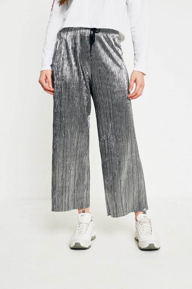 Light Before Dark Silver Metallic Plisse Culottes #4