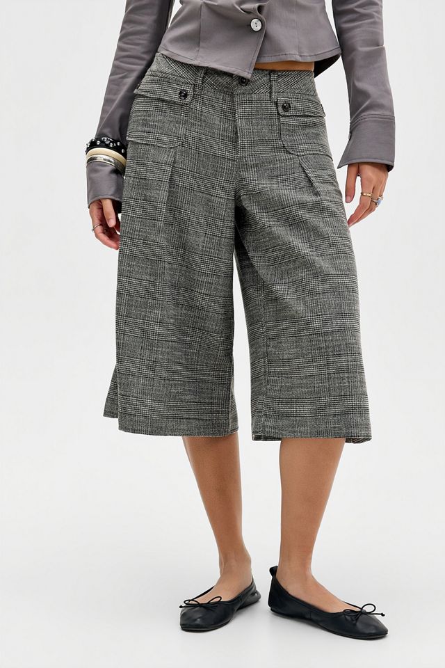 Pantalones Cortos de Pierna Ancha a Cuadros Suited Up BDG #1