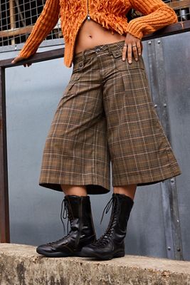 Pantalones Cortos de Pierna Ancha a Cuadros Suited Up BDG