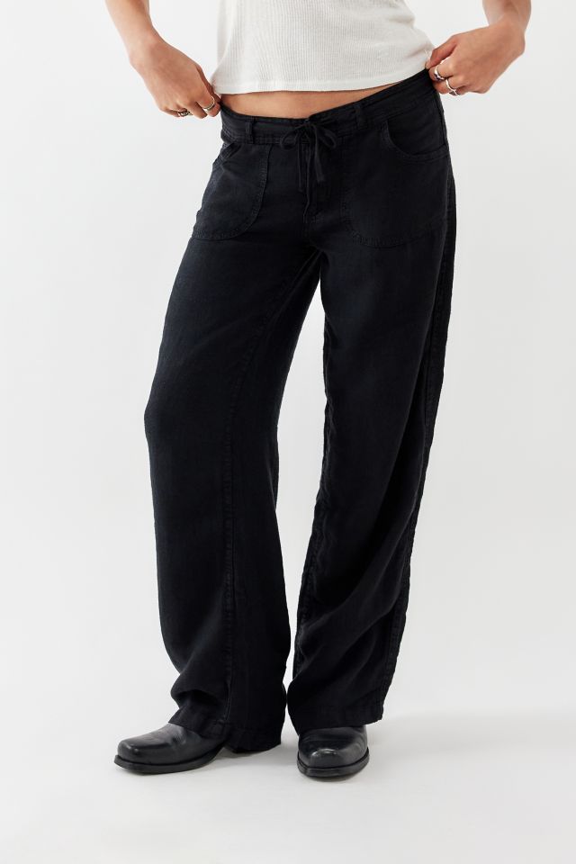 BDG Black Five-Pocket Linen Pants | Urban Outfitters UK