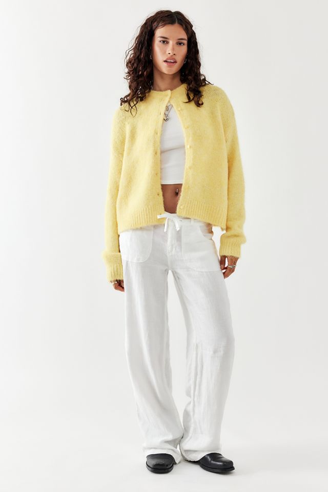 BDG White Five-Pocket Linen Pants #1