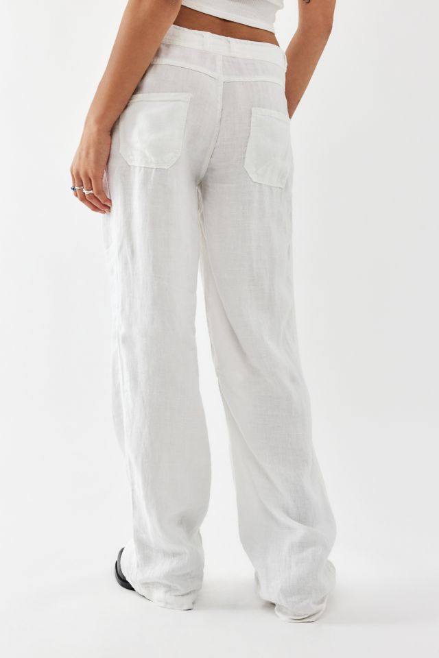 BDG White Five-Pocket Linen Pants | Urban Outfitters UK