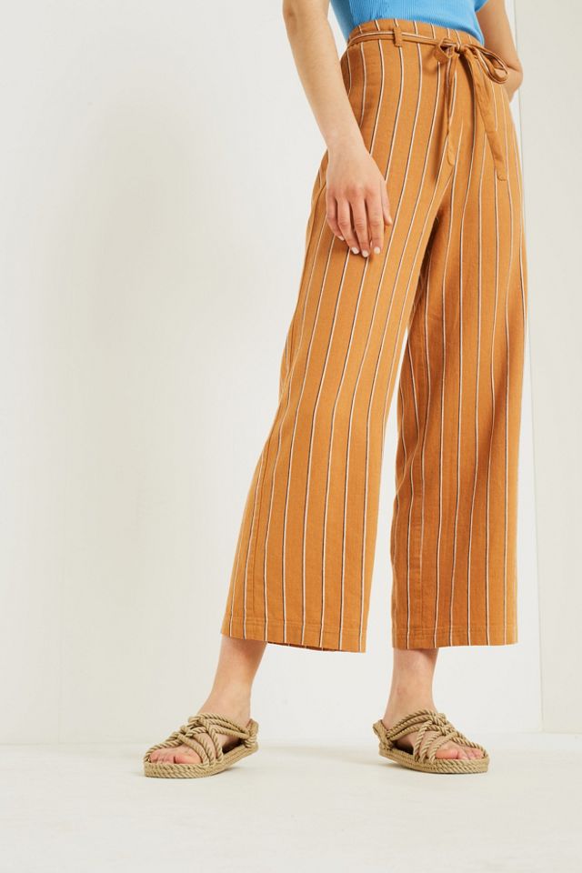 UO - Jupe-culotte nouée sur le devant à rayures moutarde #4