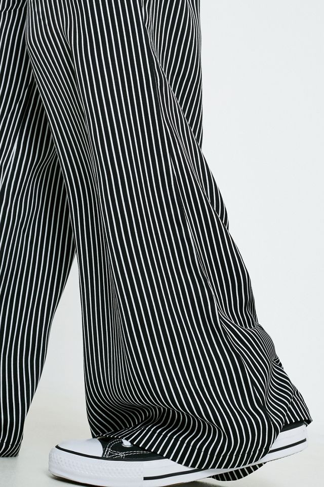 UO Black and White Pinstripe Satin Flare Trousers #2