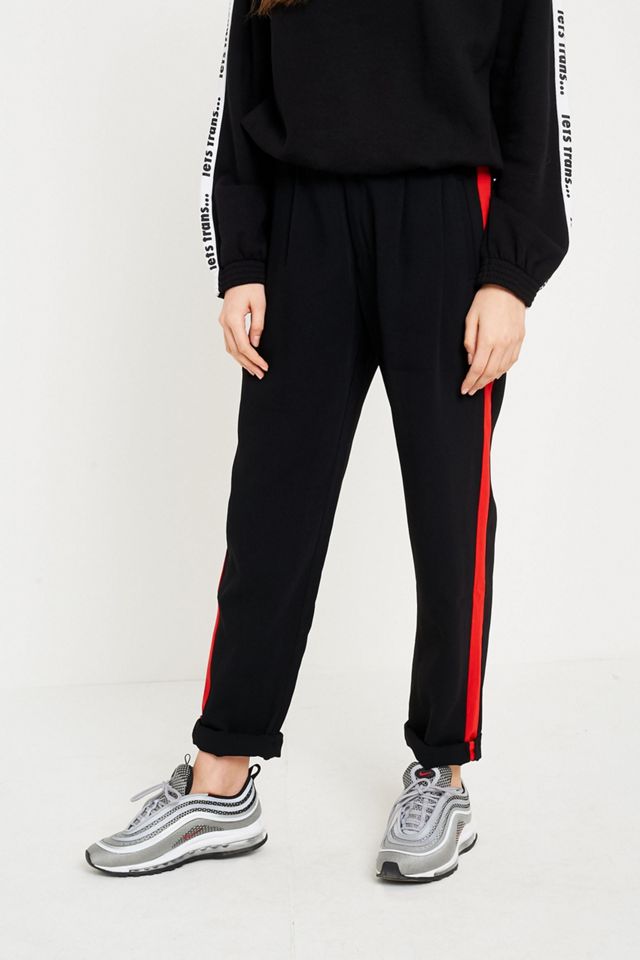 Light Before Dark Red Side Stripe Pleat Front Cocoon Trousers #1