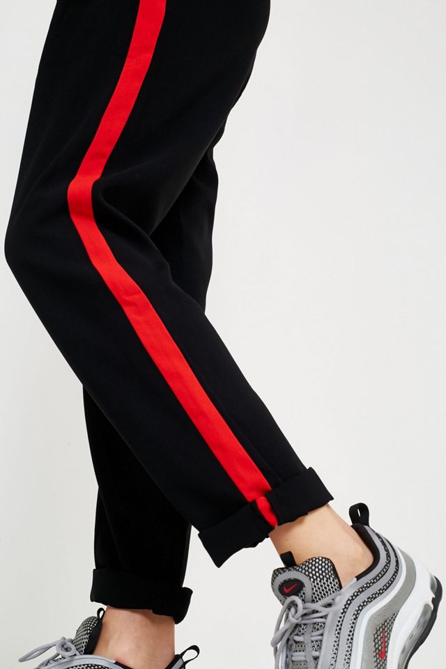 Light Before Dark Red Side Stripe Pleat Front Cocoon Trousers #2