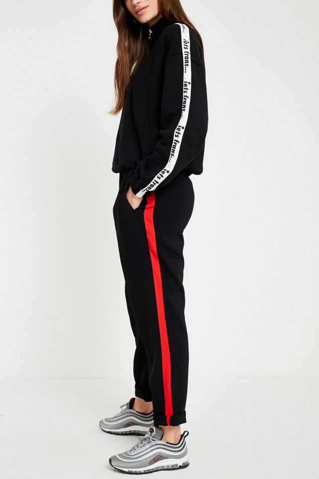 Light Before Dark Red Side Stripe Pleat Front Cocoon Trousers #4
