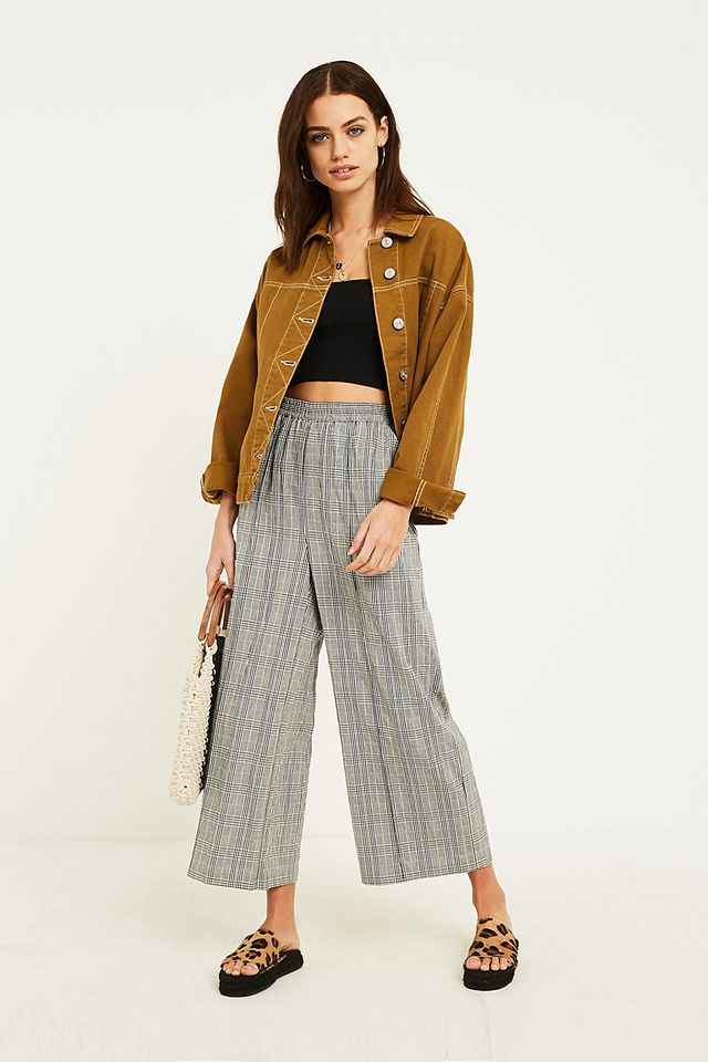 UO Seersucker Pull-On Culottes | Urban Outfitters UK