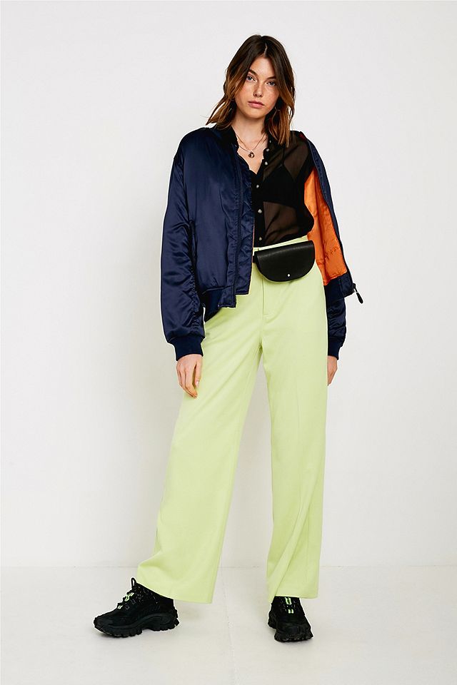 UO Fluorescent Yellow Twill Puddle Trousers | Urban Outfitters UK