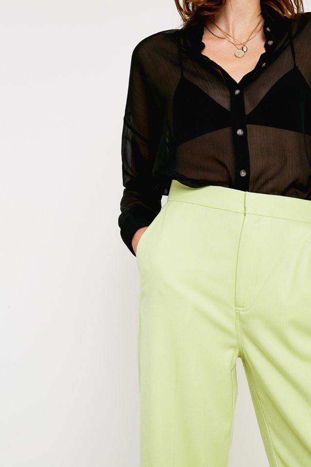 UO Fluorescent Yellow Twill Puddle Trousers #2
