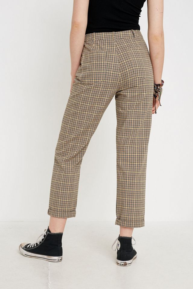 UO Tan Check Print Slim Cigarette Trousers #3