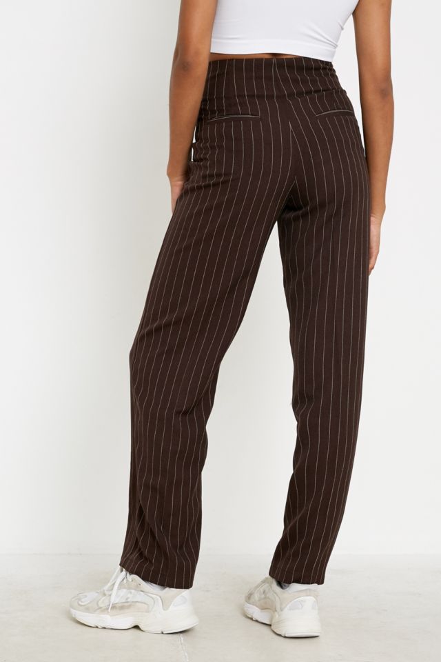Urban Outfitters Uo Martha Pinstripe Pleated High-waisted Trouser
