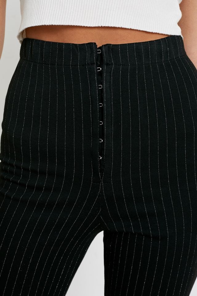 UO Glitter Pinstripe Hook & Eye Flare Trousers #1