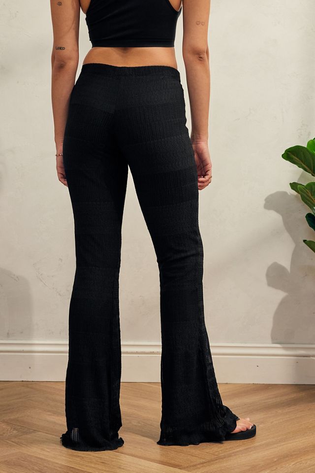 Black Crinkle Lace Flare Trousers #2