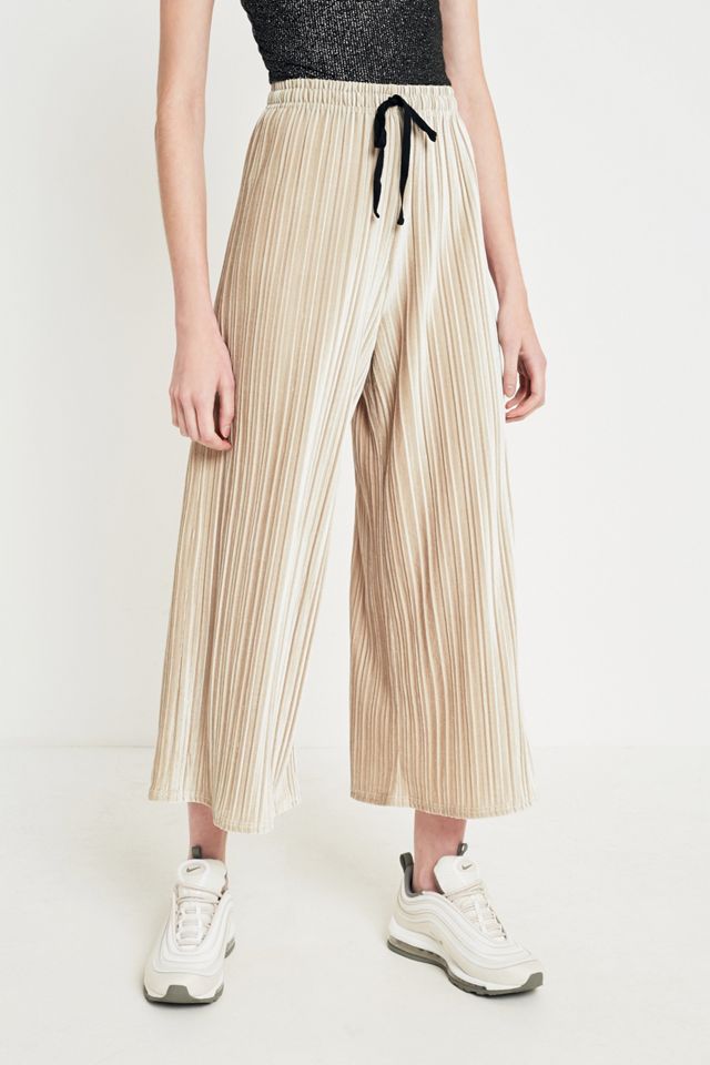 Light Before Dark Oyster Velvet Plisse Culottes #1