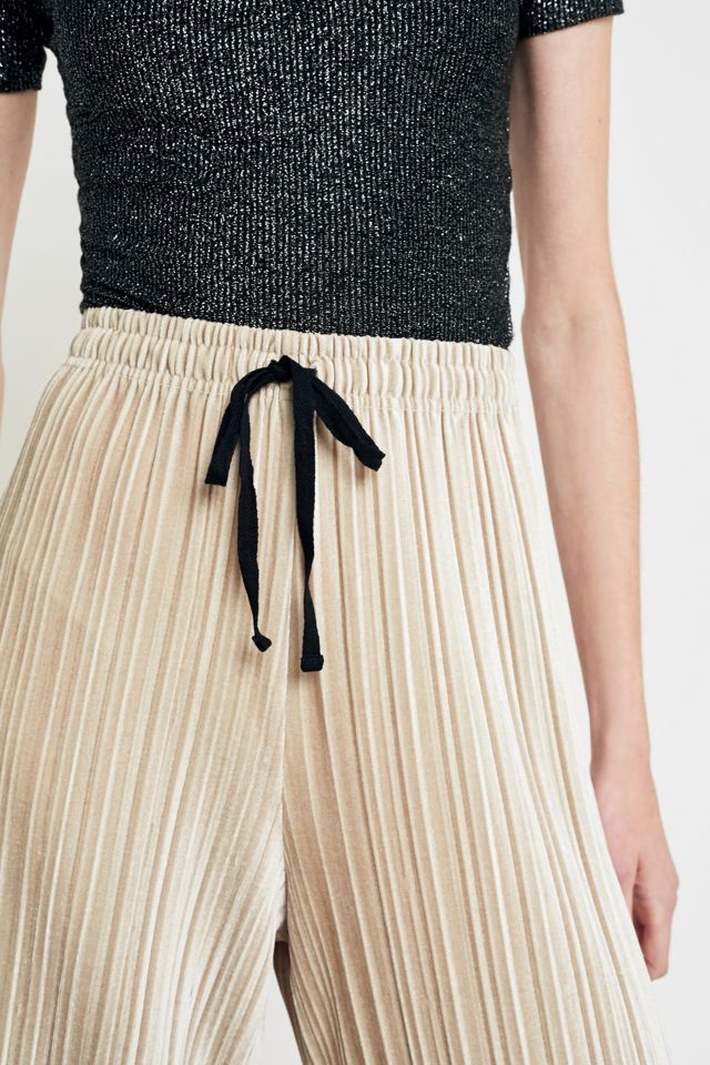 Light Before Dark Oyster Velvet Plisse Culottes #3
