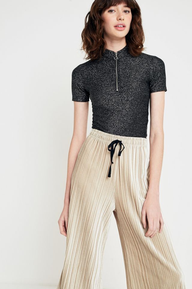 Light Before Dark Oyster Velvet Plisse Culottes #4