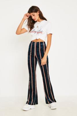 situationist velvet stripe flare trouser-