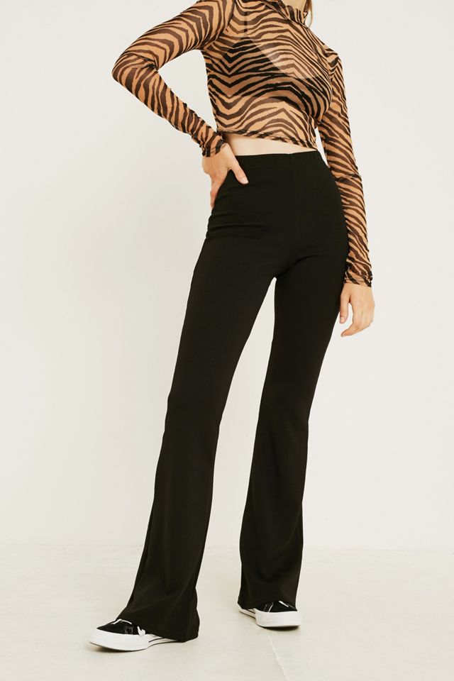 UO Black Crepe Longer Length Flare Trousers #1