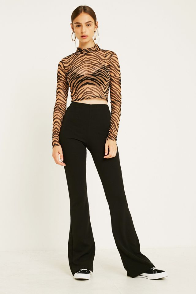 UO Black Crepe Longer Length Flare Trousers #2