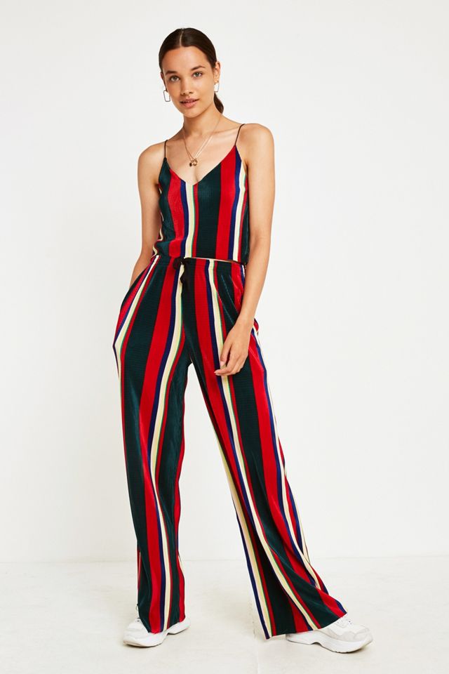 Urban Outfitters – Plissierte, gestreifte Hose in Rot und Schwarz #1