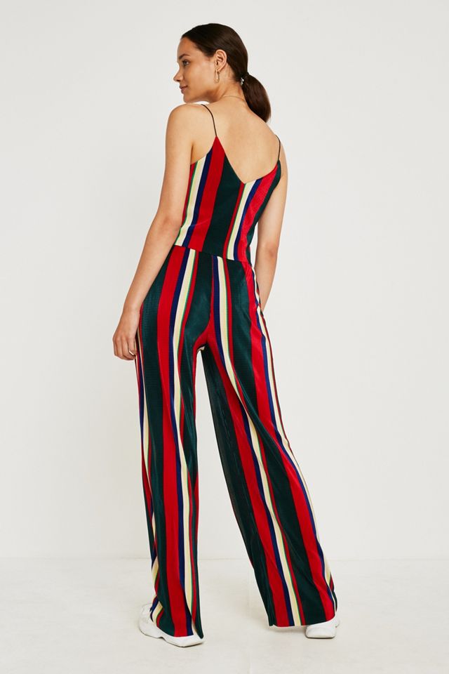 Urban Outfitters – Plissierte, gestreifte Hose in Rot und Schwarz #4
