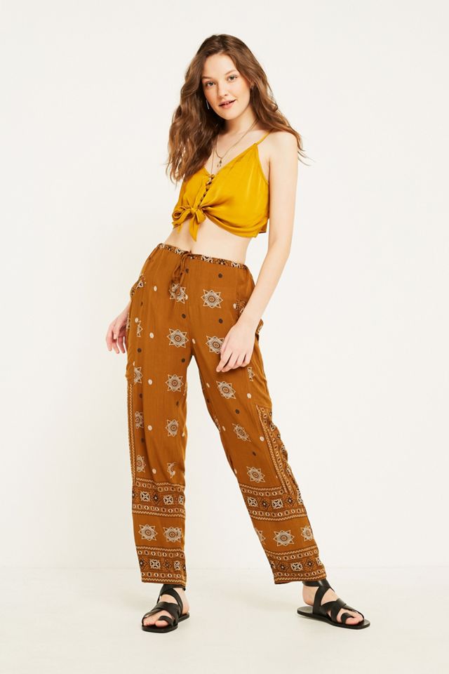 UO Marigold Scarf Print Drawstring Trousers #5
