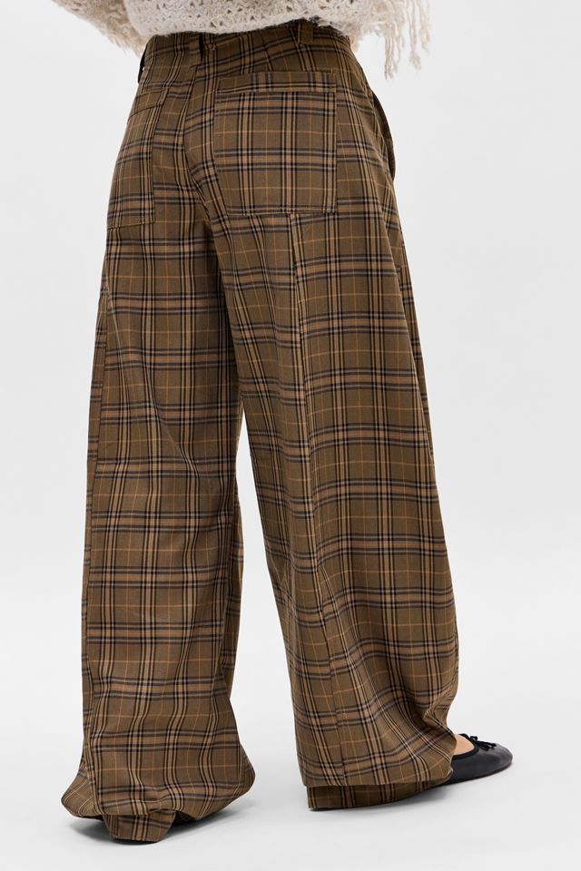 Pantalon plissé à carreaux bruns BDG Society Hill #3