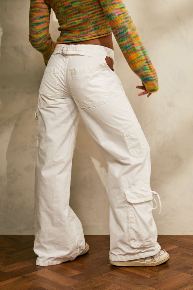 BDG White Cut-Out Y2K Low Rise Cargo Pants