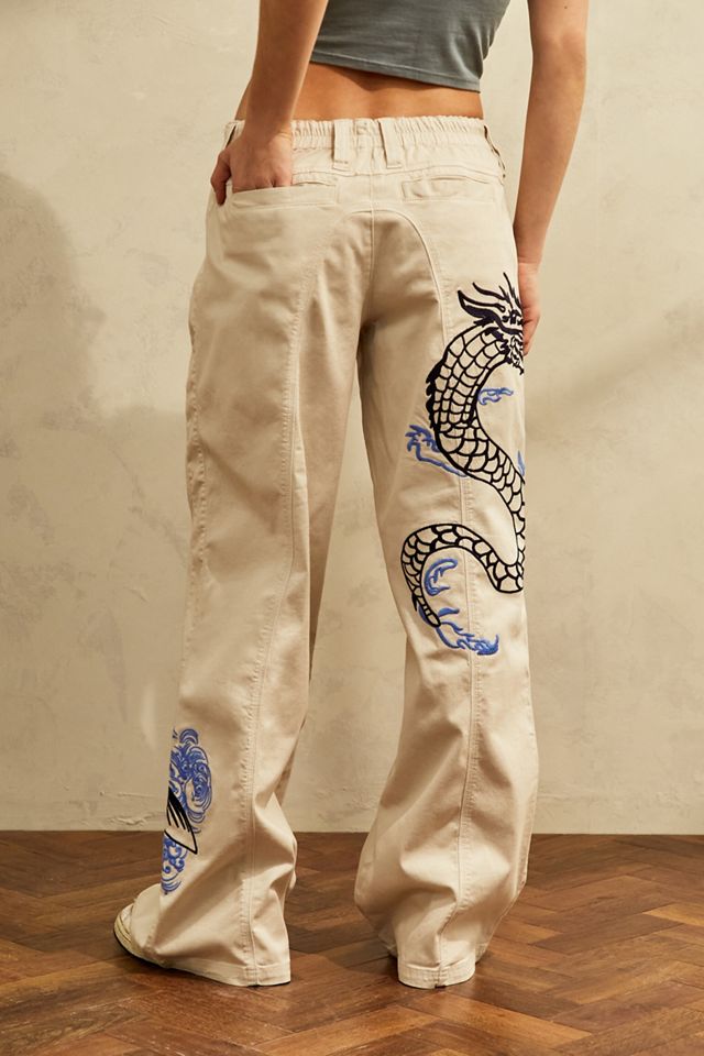 BDG Embroidered Ecru Y2K Cargo Pants #2