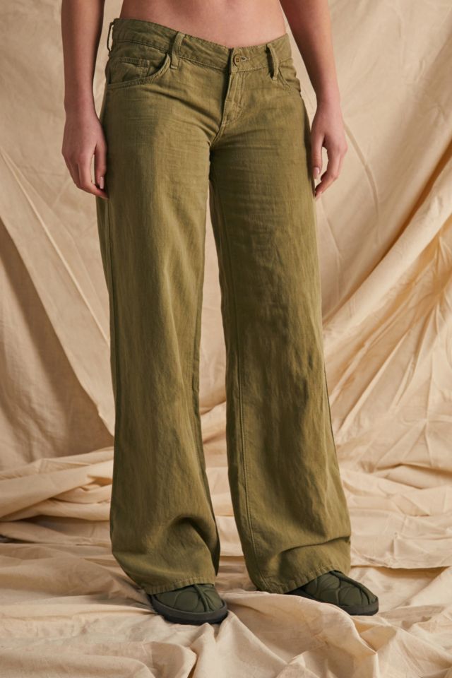 Urban Outfitters Uo Martina Linen Low-rise Trouser Pant in Natural
