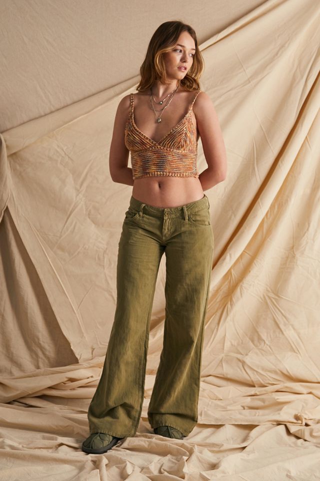 Urban Outfitters Uo Martina Linen Low-rise Trouser Pant in Natural