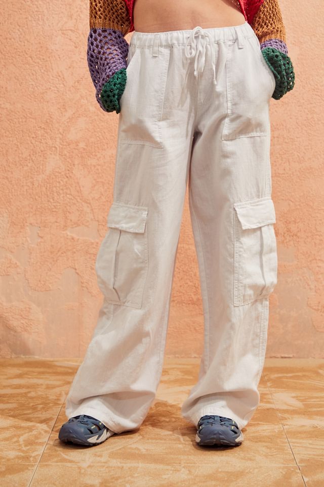 Bdg Urban Outfitters Luca Cotton & Linen Cargo Pants in Ecru