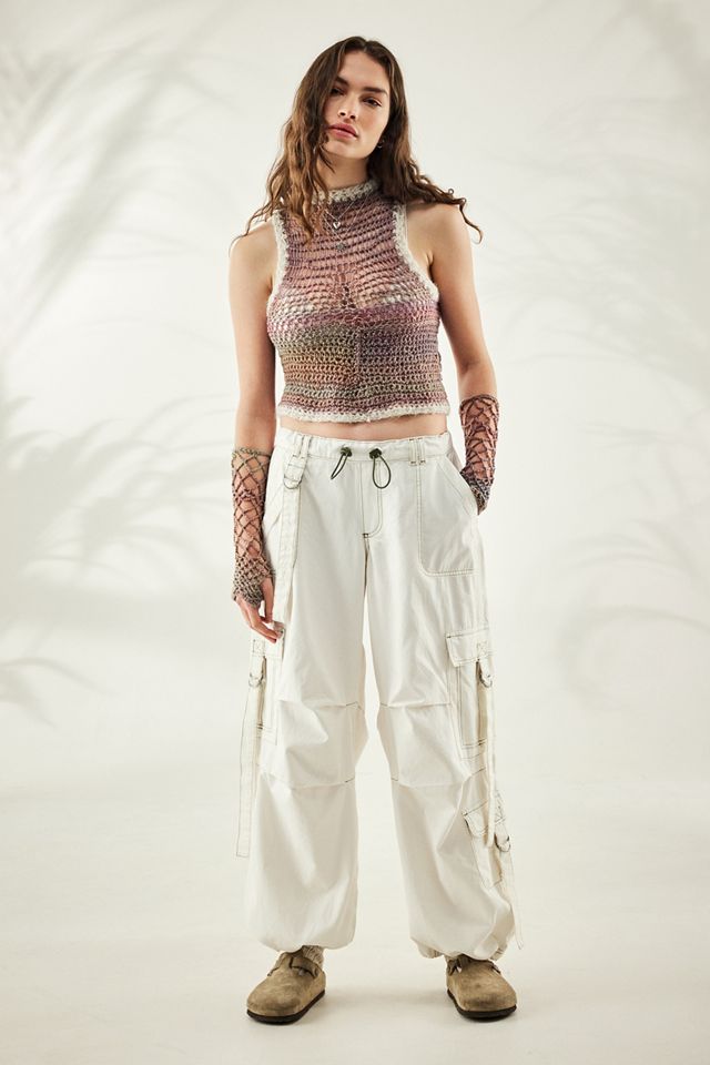 BDG Pantalones cargo con correas crema #2
