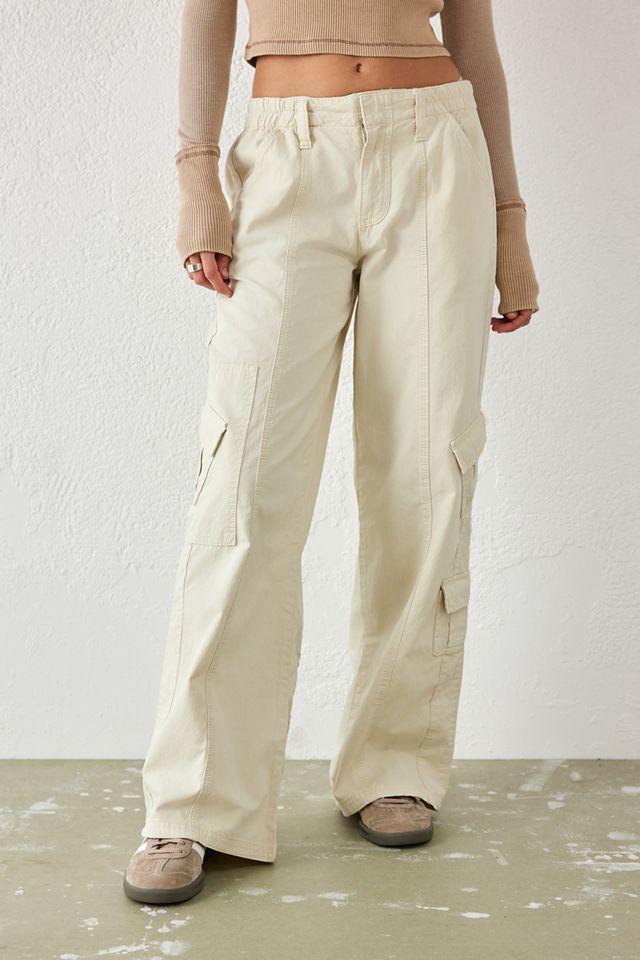  Pantalones Cargo BDG Ecru Bordados con Dragón Y2K #1