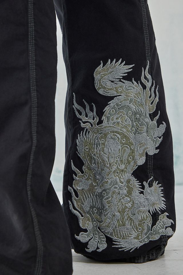 BDG Black Dragon Embroidered Y2K Low Rise Cargo Pants #2
