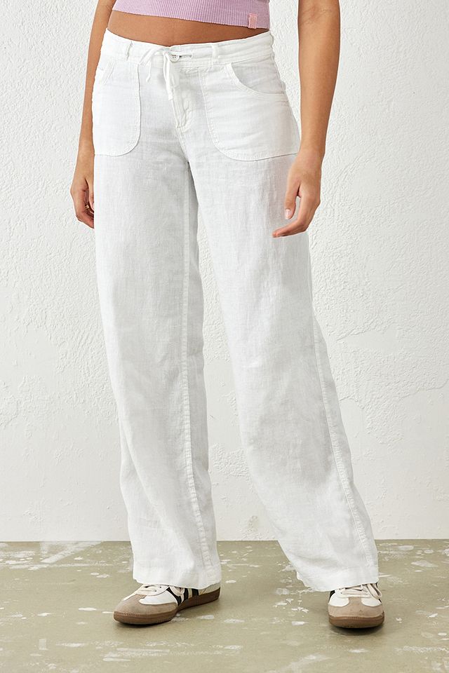 BDG White Linen 5-Pocket Pants