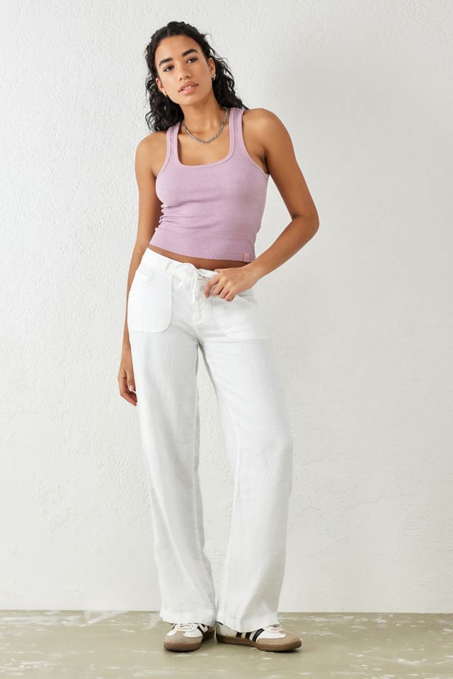 UO Martina Linen Low-Rise Trouser Pant  Urban Outfitters Japan - Clothing,  Music, Home & Accessories