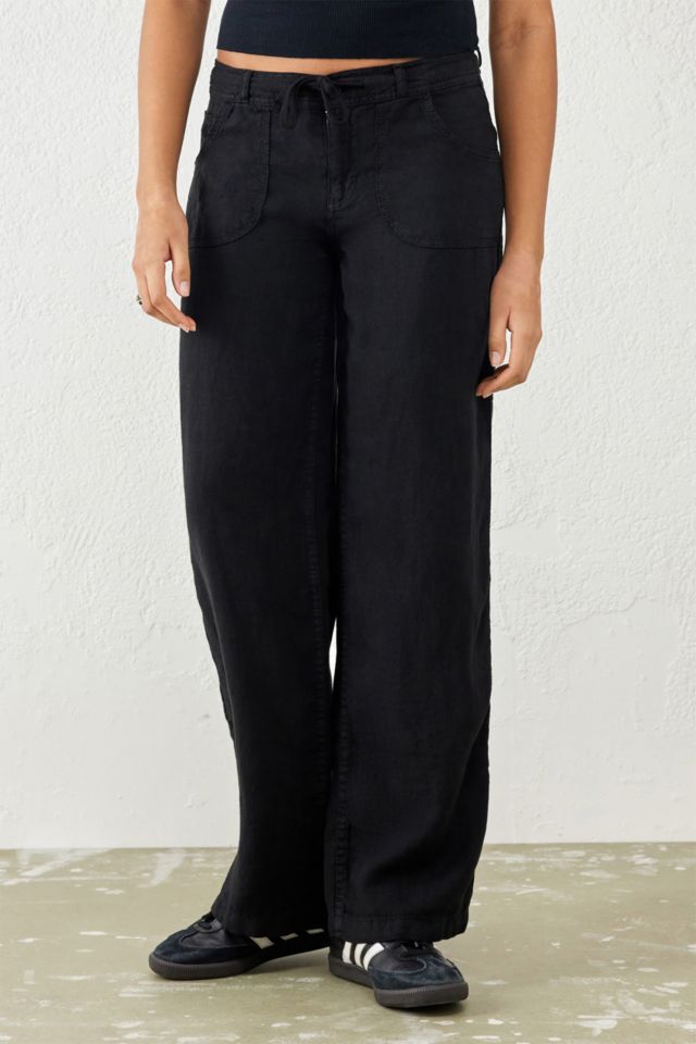 BDG Black Linen 5-Pocket Pants