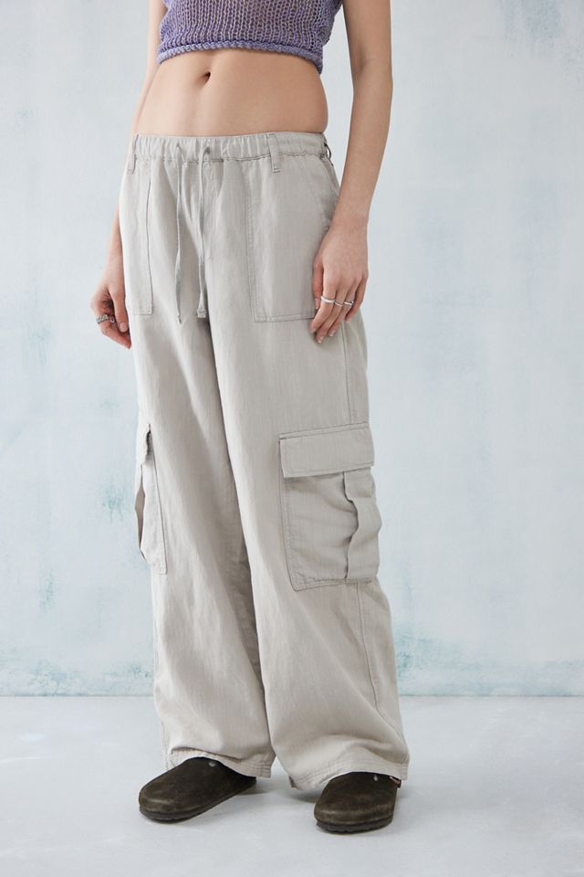 Bdg Urban Outfitters Luca Cotton & Linen Cargo Pants in Ecru