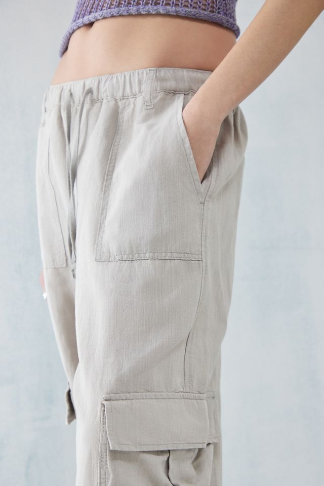 Bdg Urban Outfitters Luca Cotton & Linen Cargo Pants in Ecru