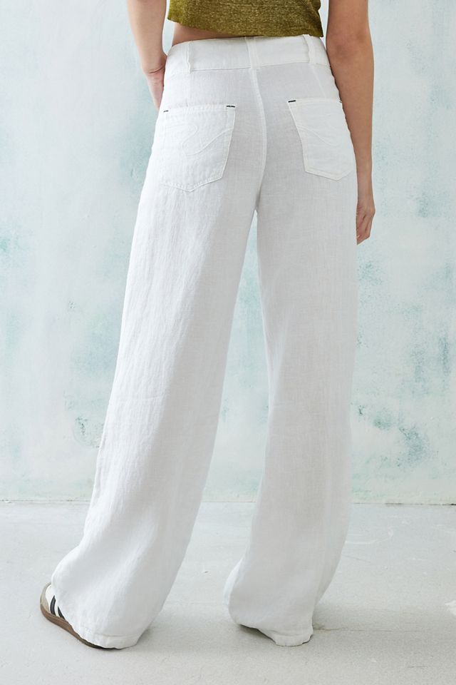 Pantalones de Lino Cindy de Tiro Bajo BDG Blanco #2