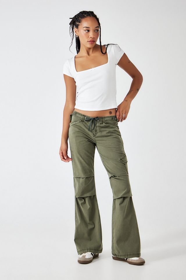 Pantaloni Cargo a Zampa Candice Kaki BDG #1