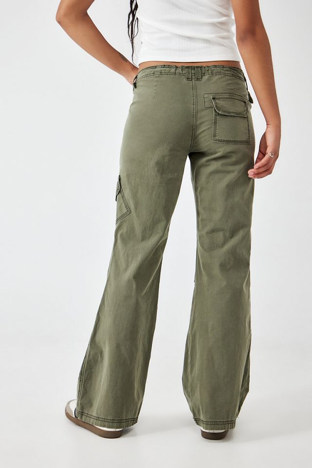 BDG Khaki Candice Flare Cargo Pants