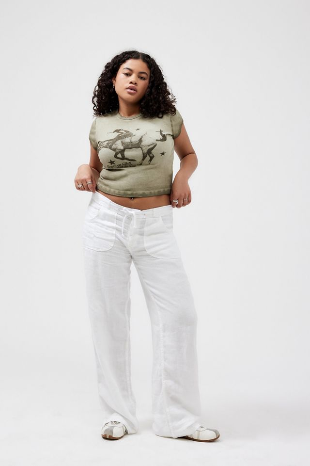 BDG White Five-Pocket Linen Pants #4