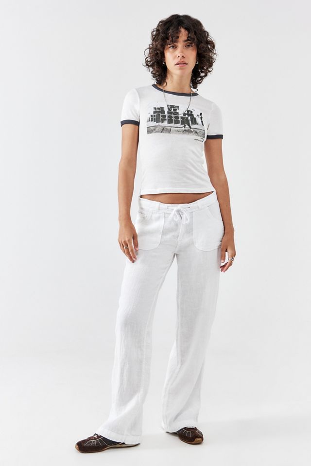 BDG White Five-Pocket Linen Pants #1