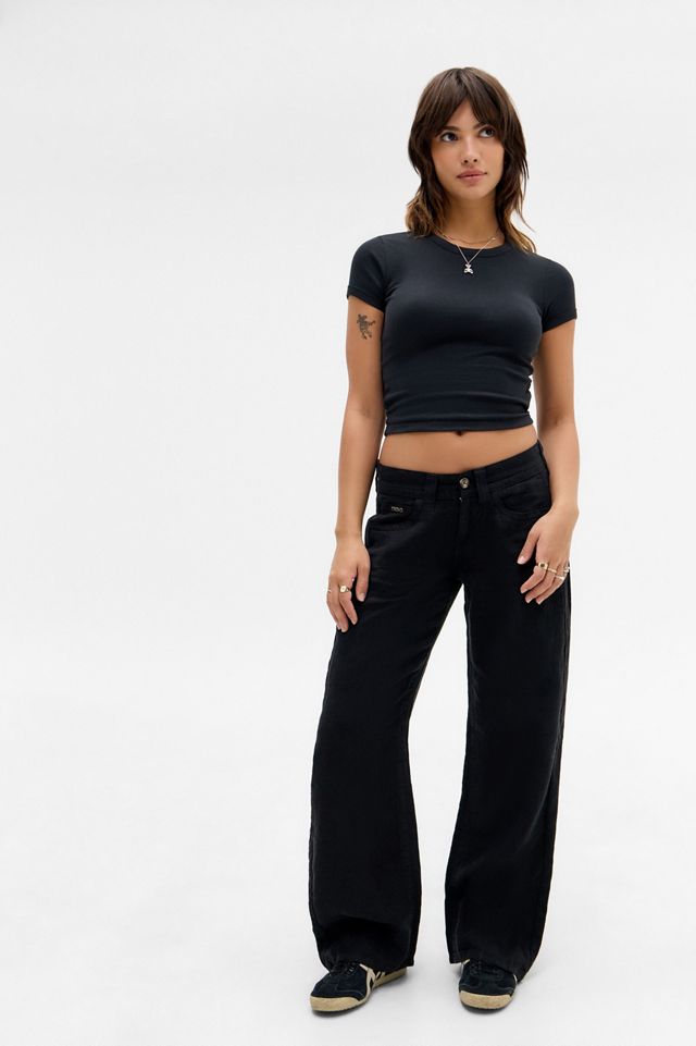 BDG Black Kayla Linen Trousers #1