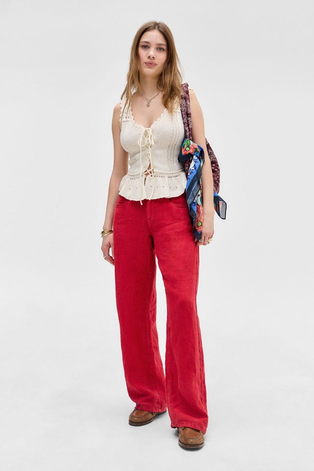 BDG Rote Kayla Leinen-Hosen #1