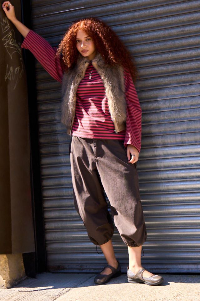 BDG Brown Baggy Tech Crop Trousers #3
